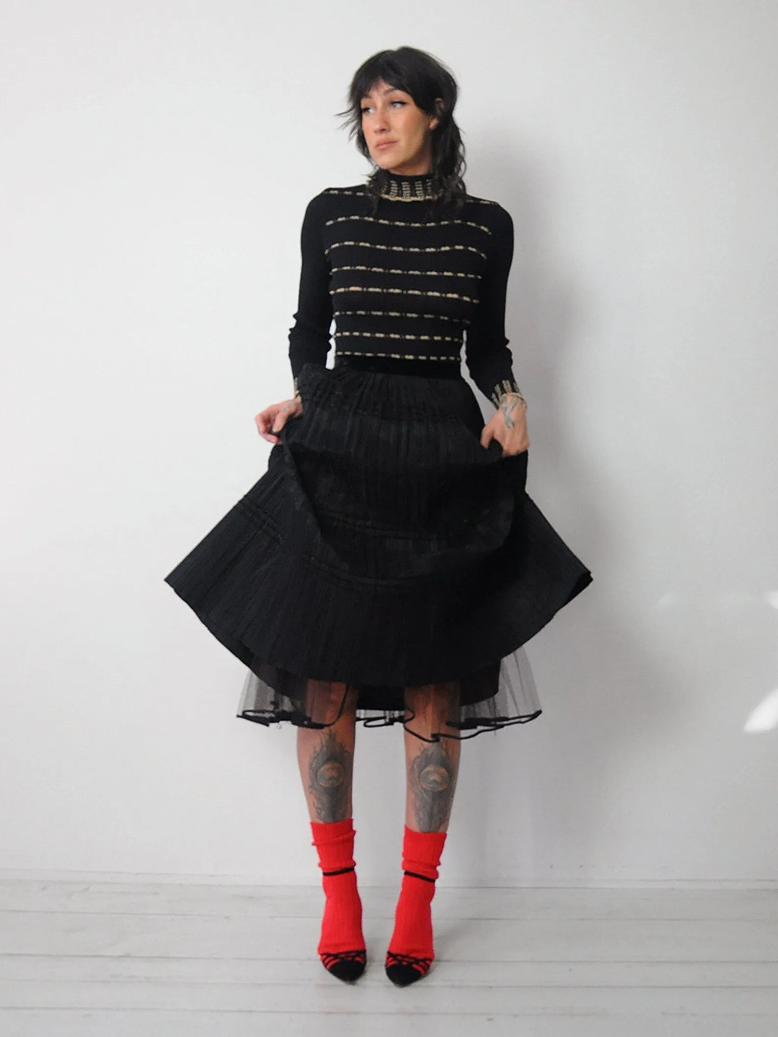 1950's Pleated Circle Tulle Skirt