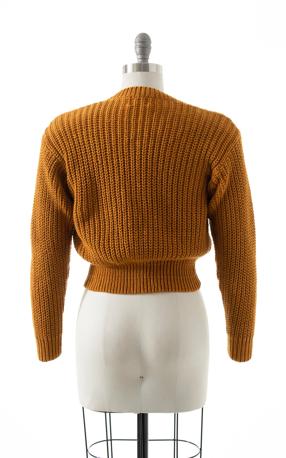 1980s Burnt Pumpkin Knit Cropped Cardigan | small/medium/large