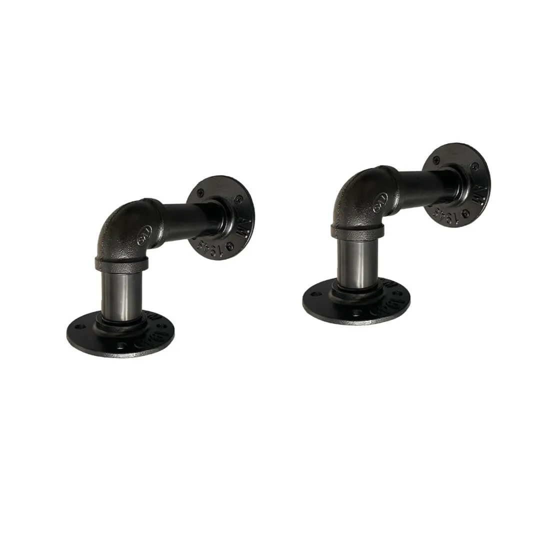 2 x Industrial Steel Pipe Shelf Brackets