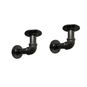 2 x Industrial Steel Pipe Shelf Brackets