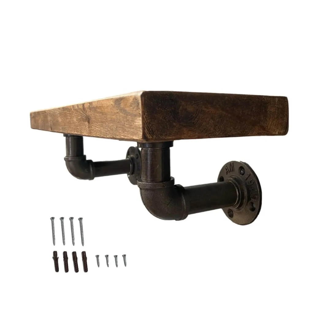 2 x Industrial Steel Pipe Shelf Brackets