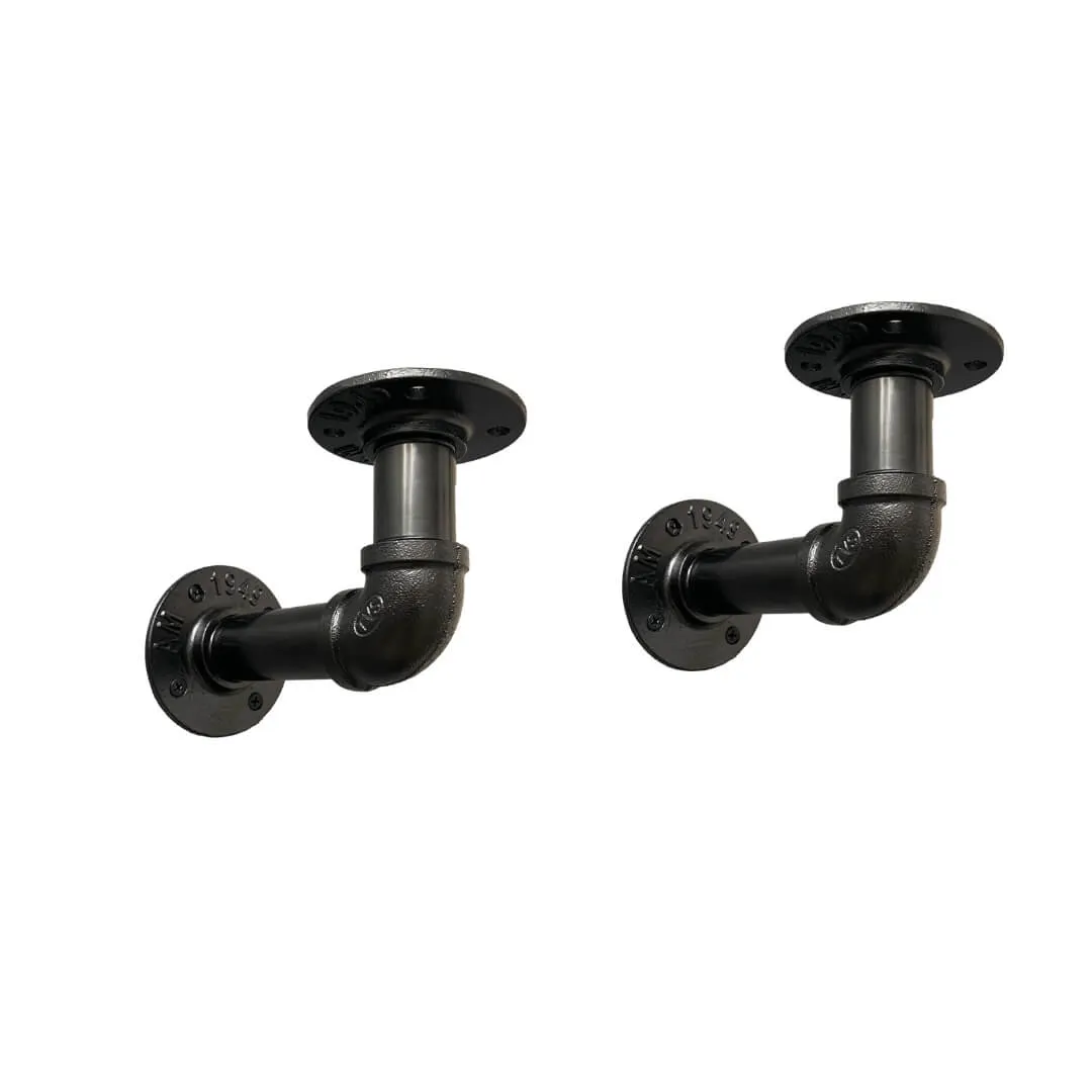 2 x Industrial Steel Pipe Shelf Brackets