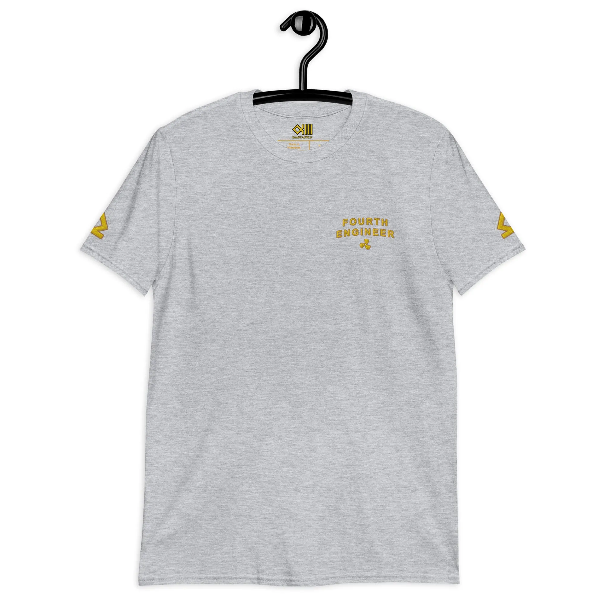 4E T-shirt left chest and sleeves embroidery Embroidered T-Shirt