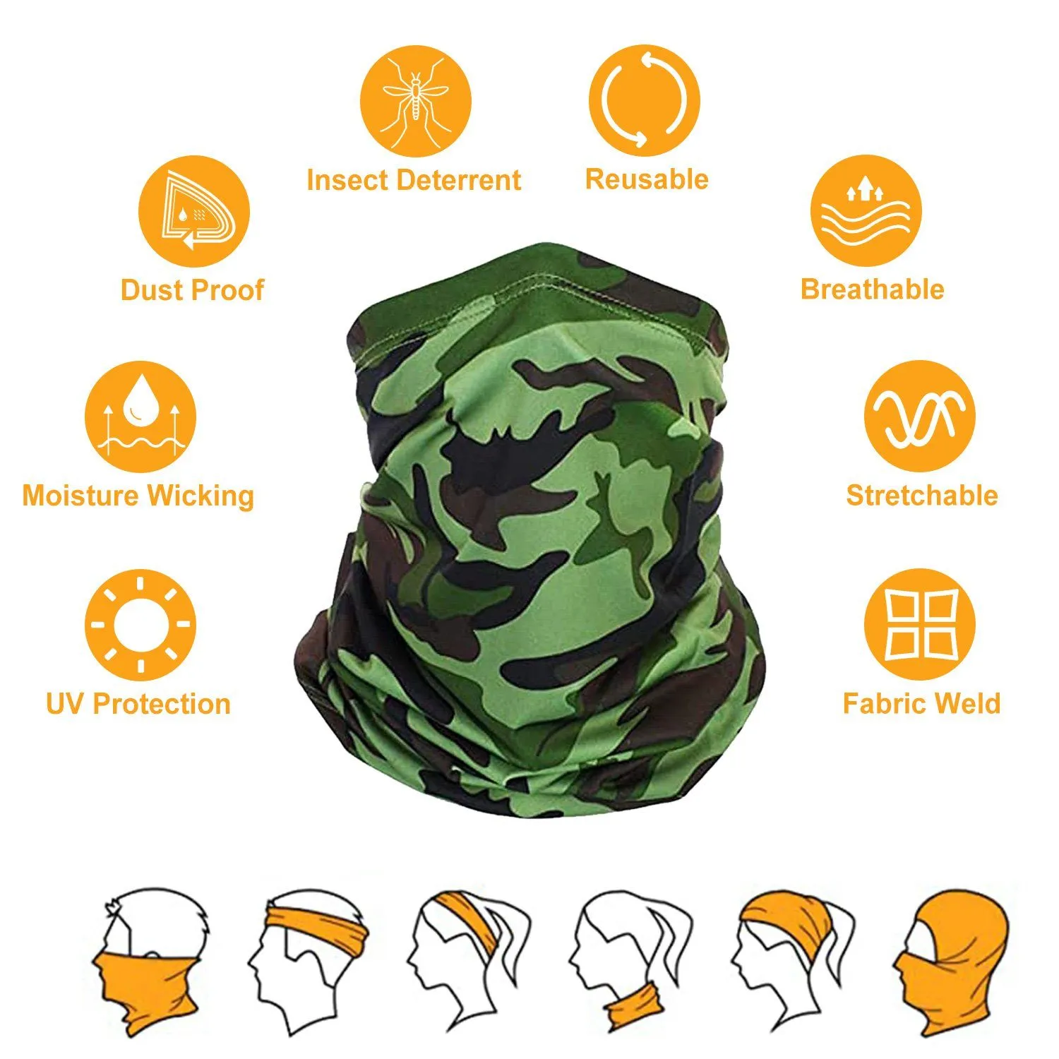 6-Pieces: Summer Neck Gaiter UV Sunscreen Protection Face Mask Scarf
