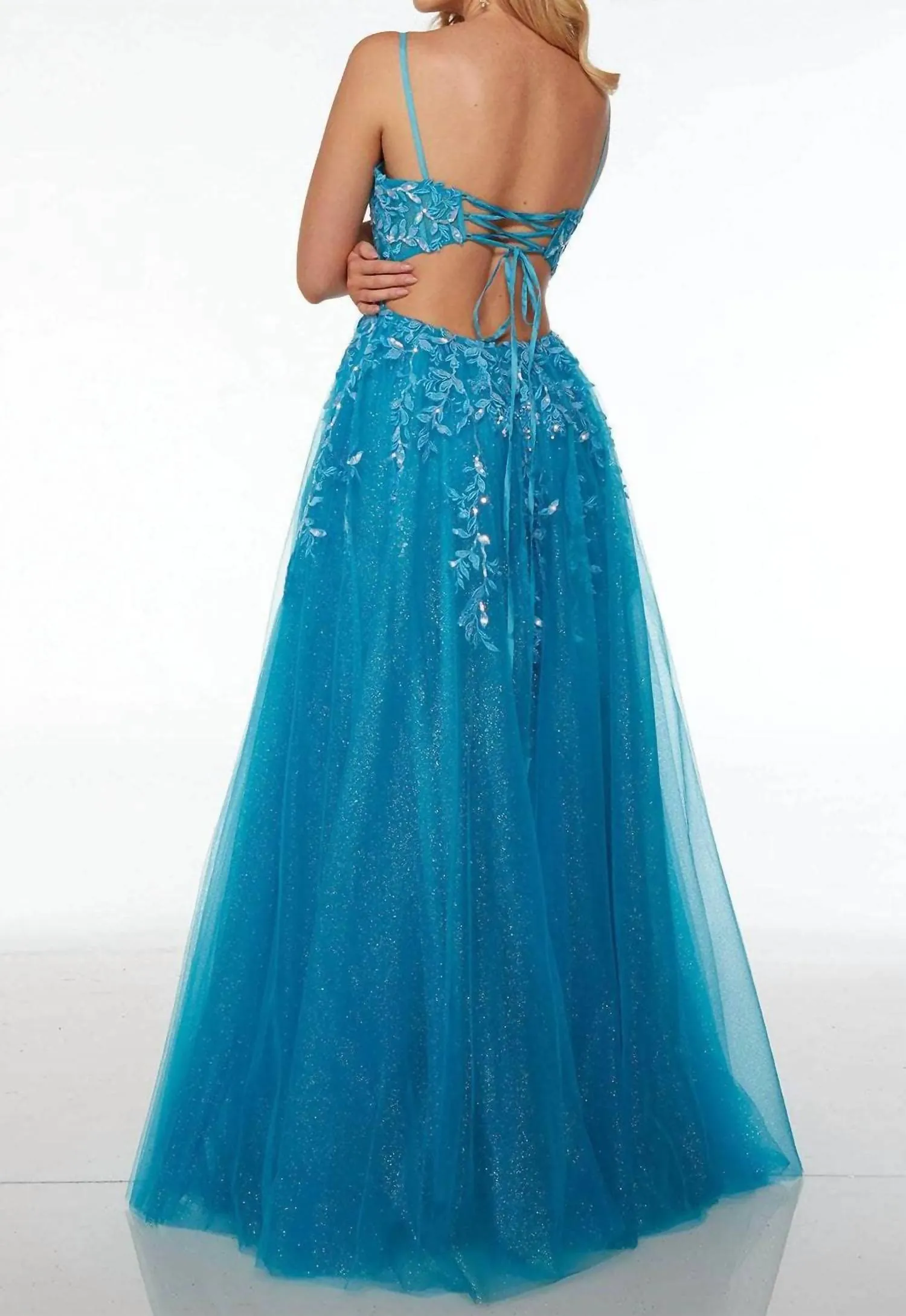 Alyce Paris - Embroidered Appliqué & Glitter Tulle Gown