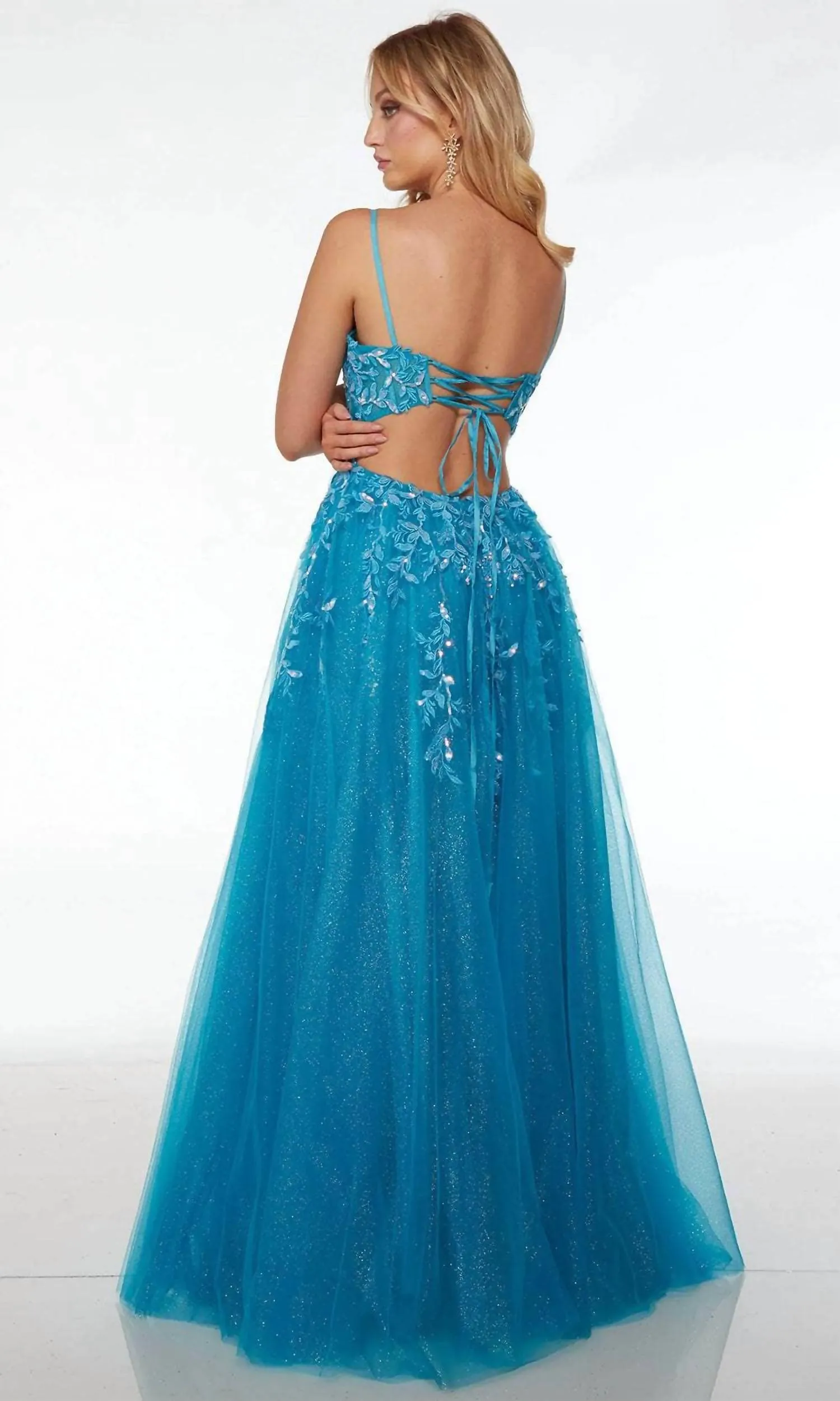 Alyce Paris - Embroidered Appliqué & Glitter Tulle Gown