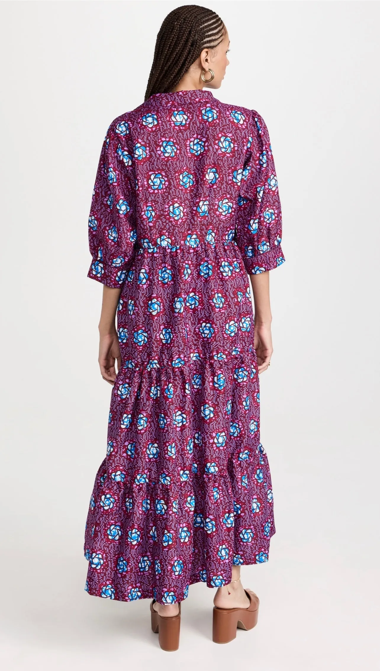 Archive Sale! Tiered Maxi Shirt Dress in Violet Bloom
