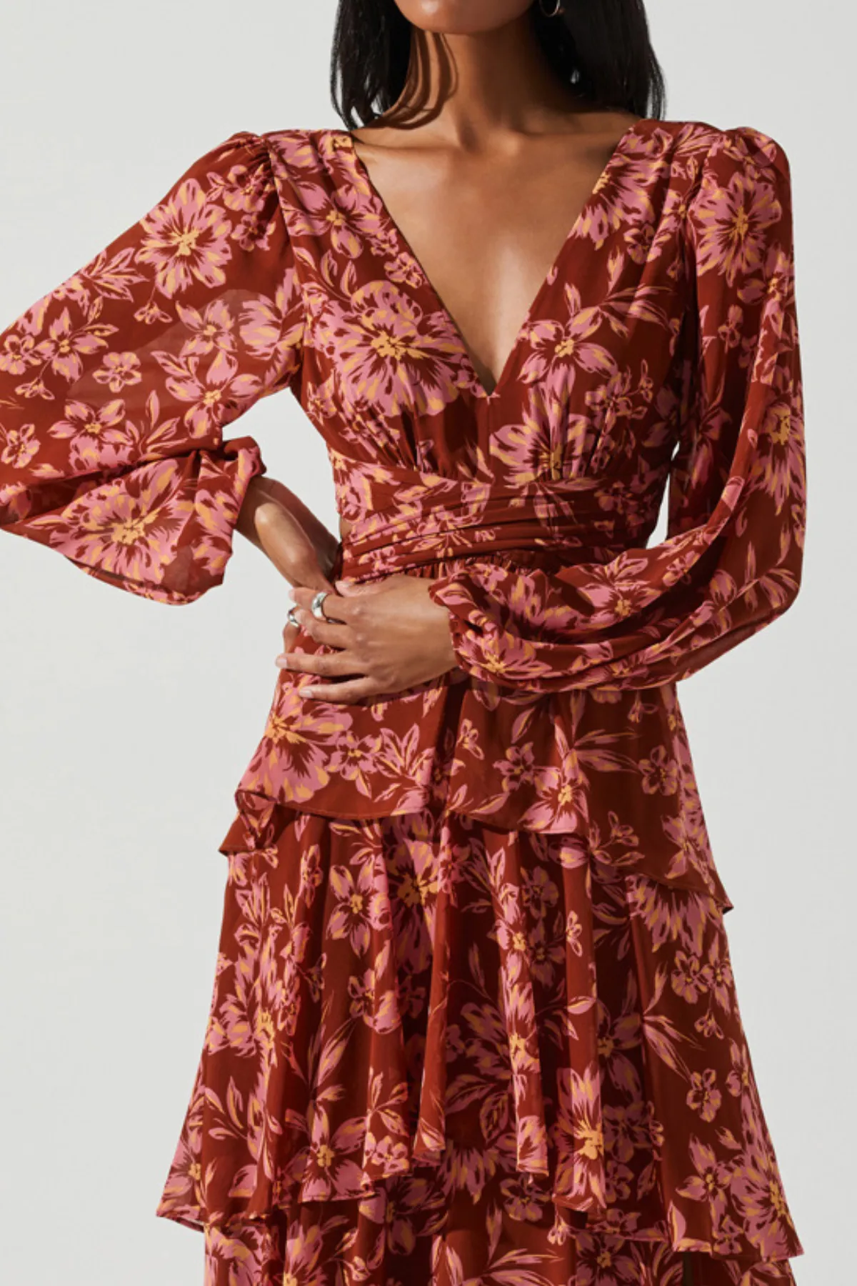 ASTR THE LABEL - ANORA FLORAL TIERED MAXI DRESS