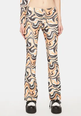 Asymmetric Trippy Velour Flare Pants