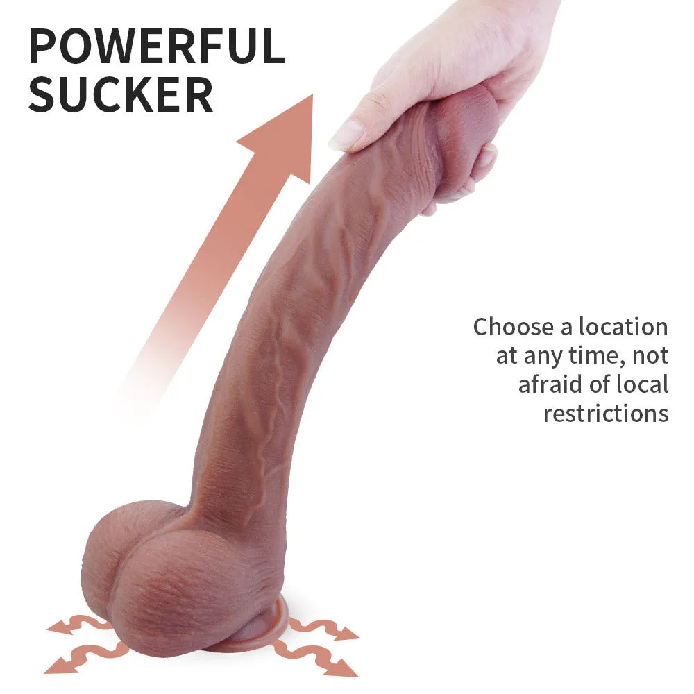 B36 Extra-Long Ultra Realistic Liquid Silicone Suction Cup Dildo with Balls 14.6 Inch