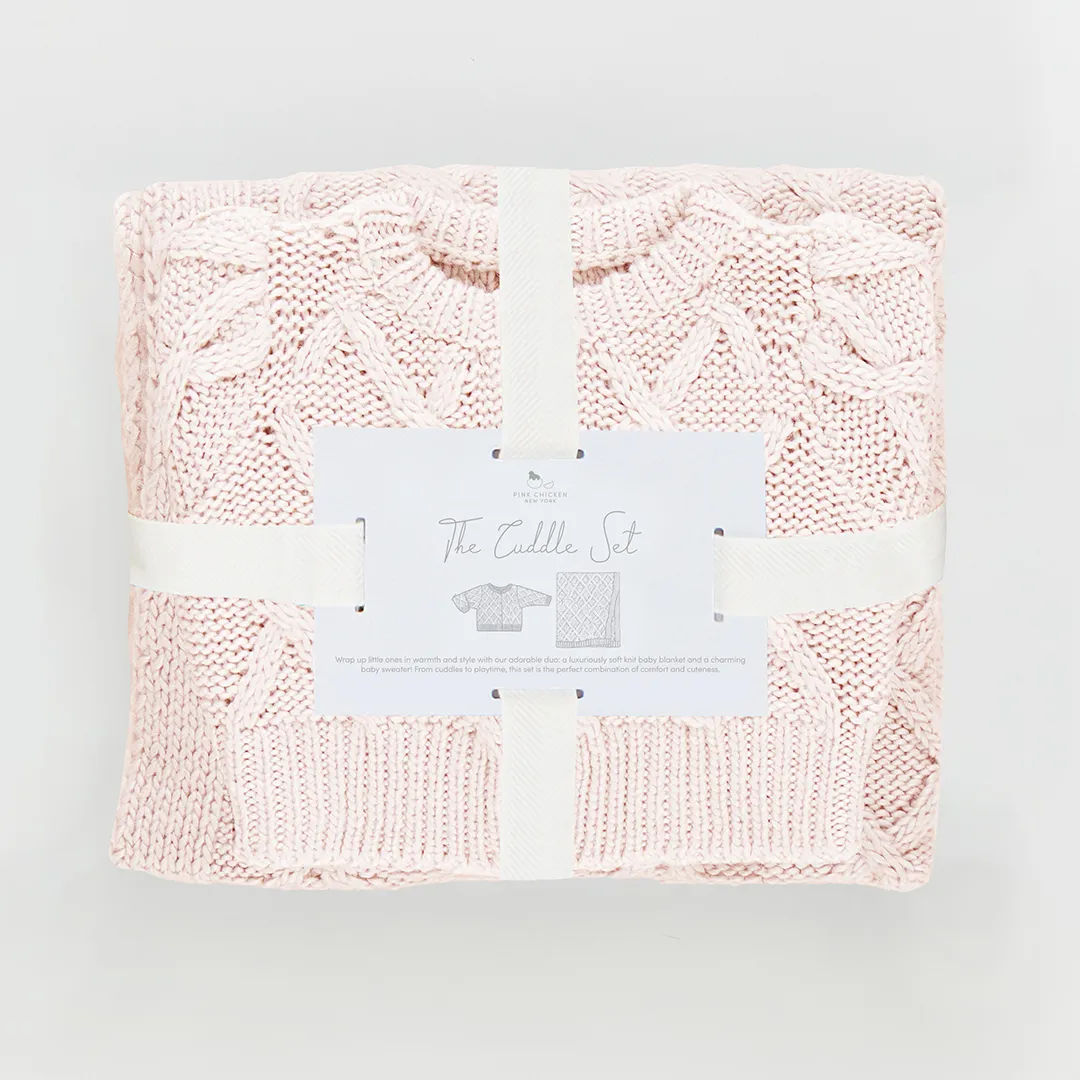 Baby Cuddle Blanket and Sweater Set - Pale Pink