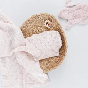 Baby Cuddle Blanket and Sweater Set - Pale Pink