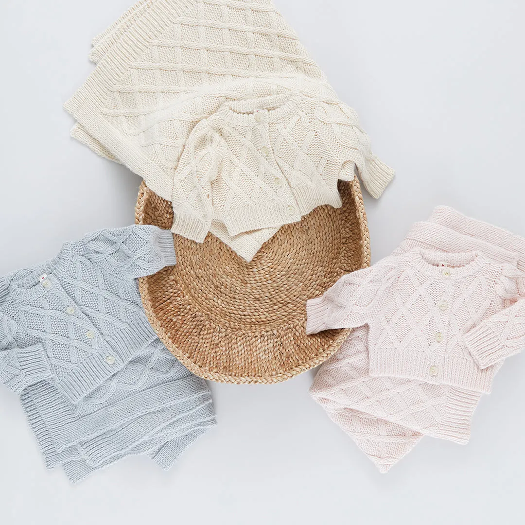 Baby Cuddle Blanket and Sweater Set - Pale Pink