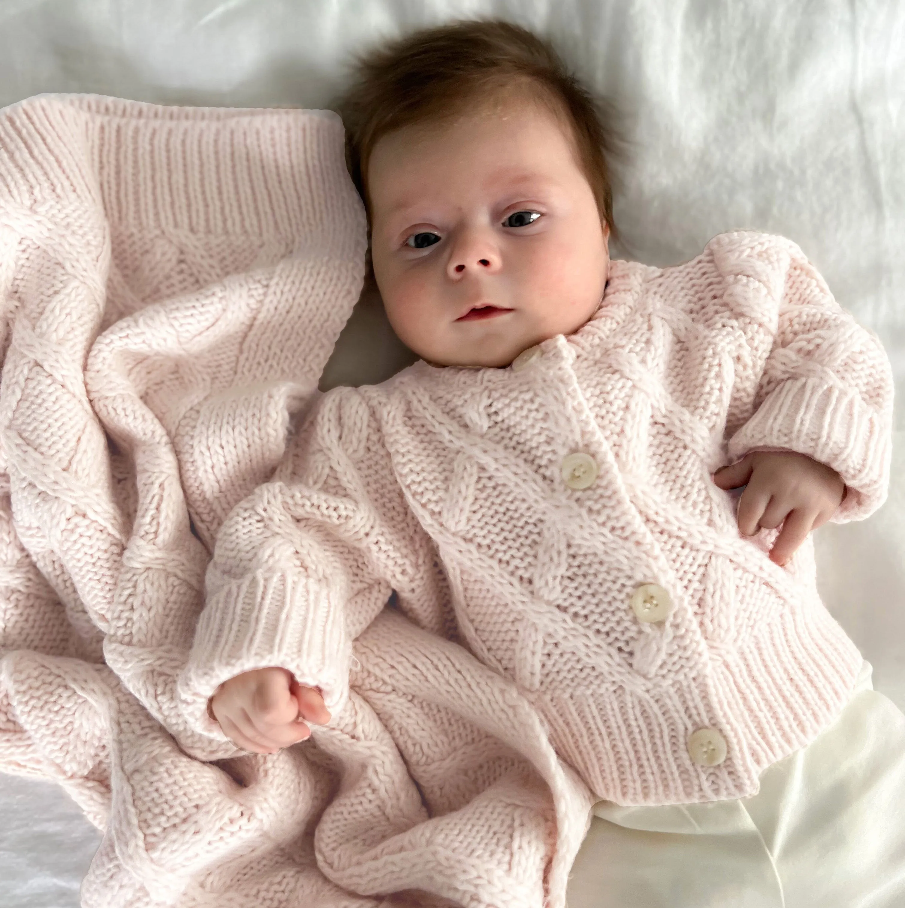 Baby Cuddle Blanket and Sweater Set - Pale Pink