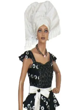 Black and Silver African Lace Top for Women