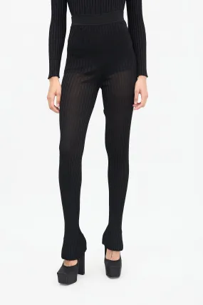 Black Ribbed Knit Pants