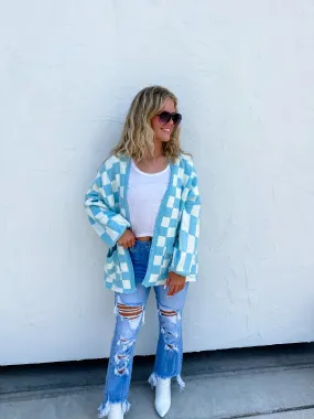 Blakeley Beverly Checkered Cardigan - Blue