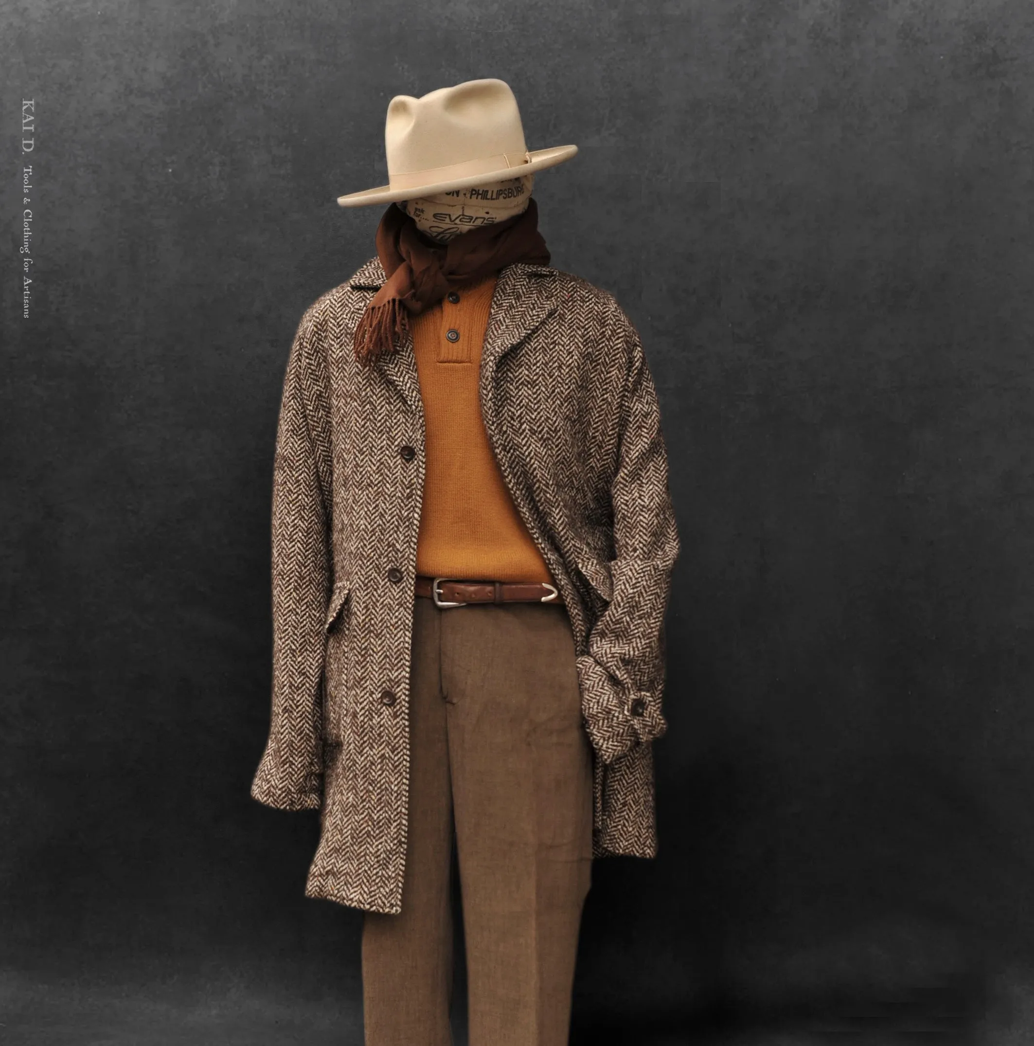 Brick Lane Raglan Coat - Chunky Herringbone - L, XL