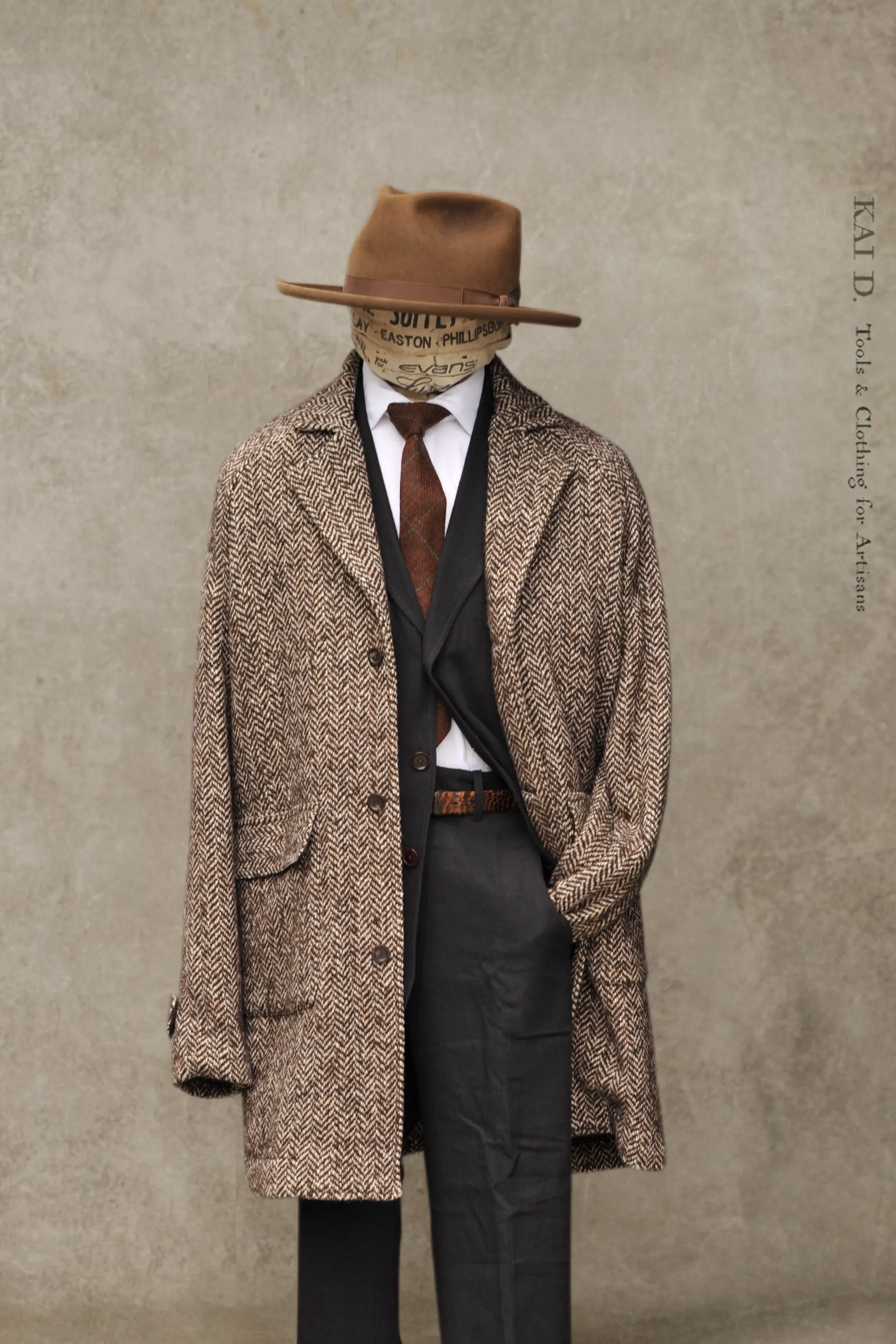 Brick Lane Raglan Coat - Chunky Herringbone - L, XL
