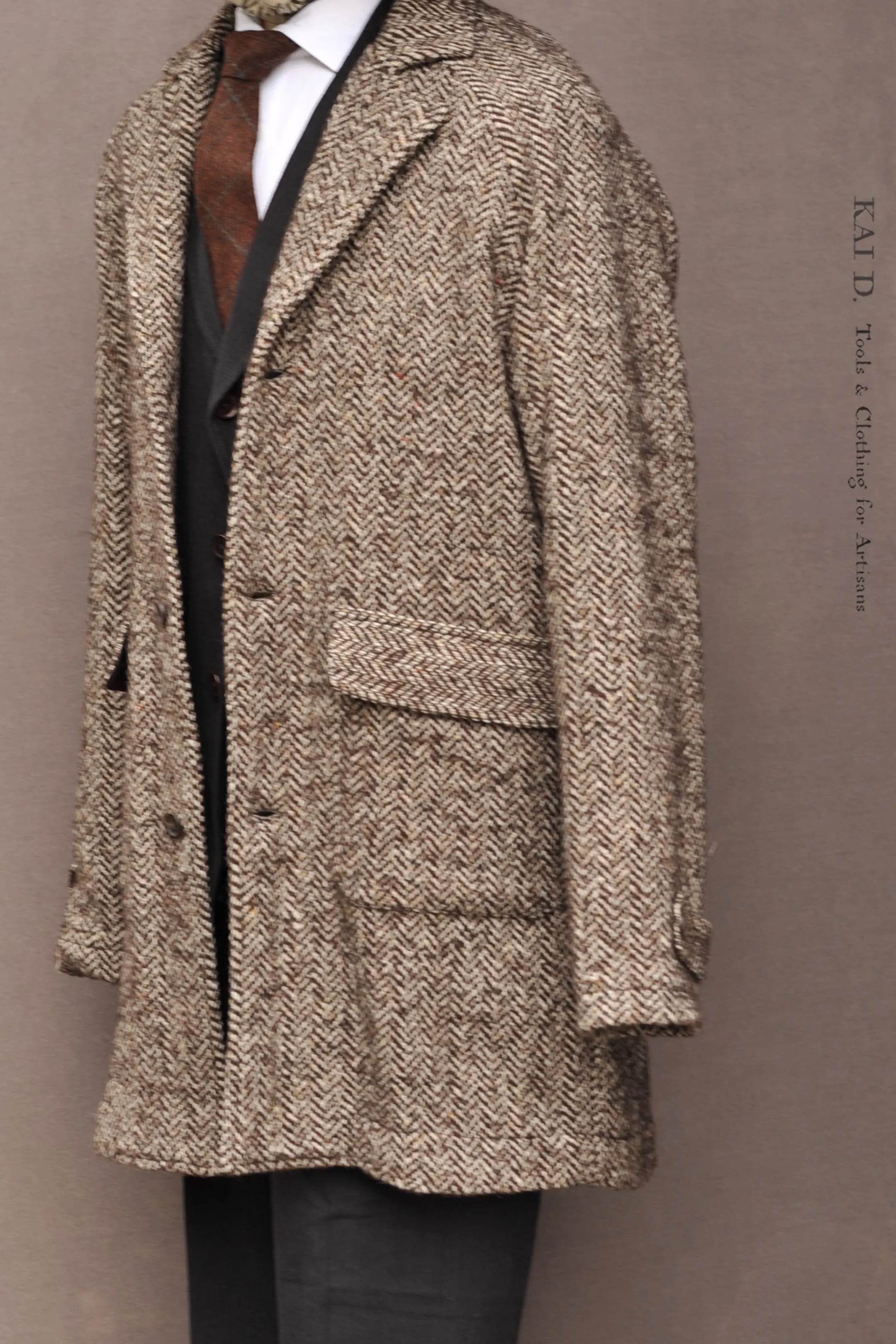 Brick Lane Raglan Coat - Chunky Herringbone - L, XL