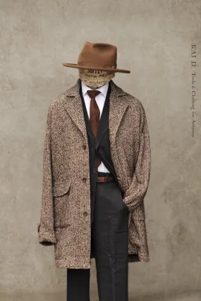 Brick Lane Raglan Coat - Chunky Herringbone - L, XL