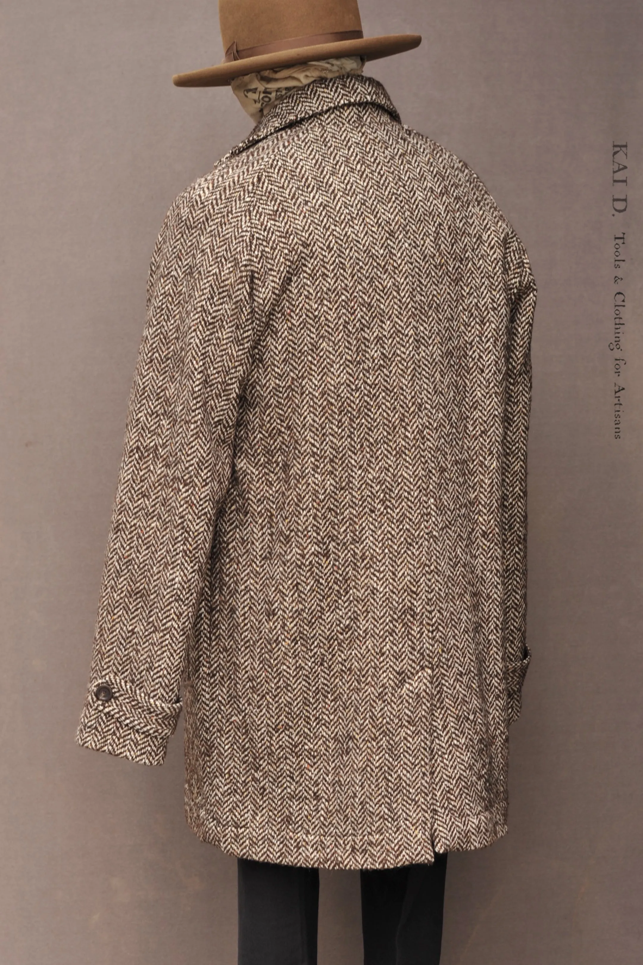 Brick Lane Raglan Coat - Chunky Herringbone - L, XL