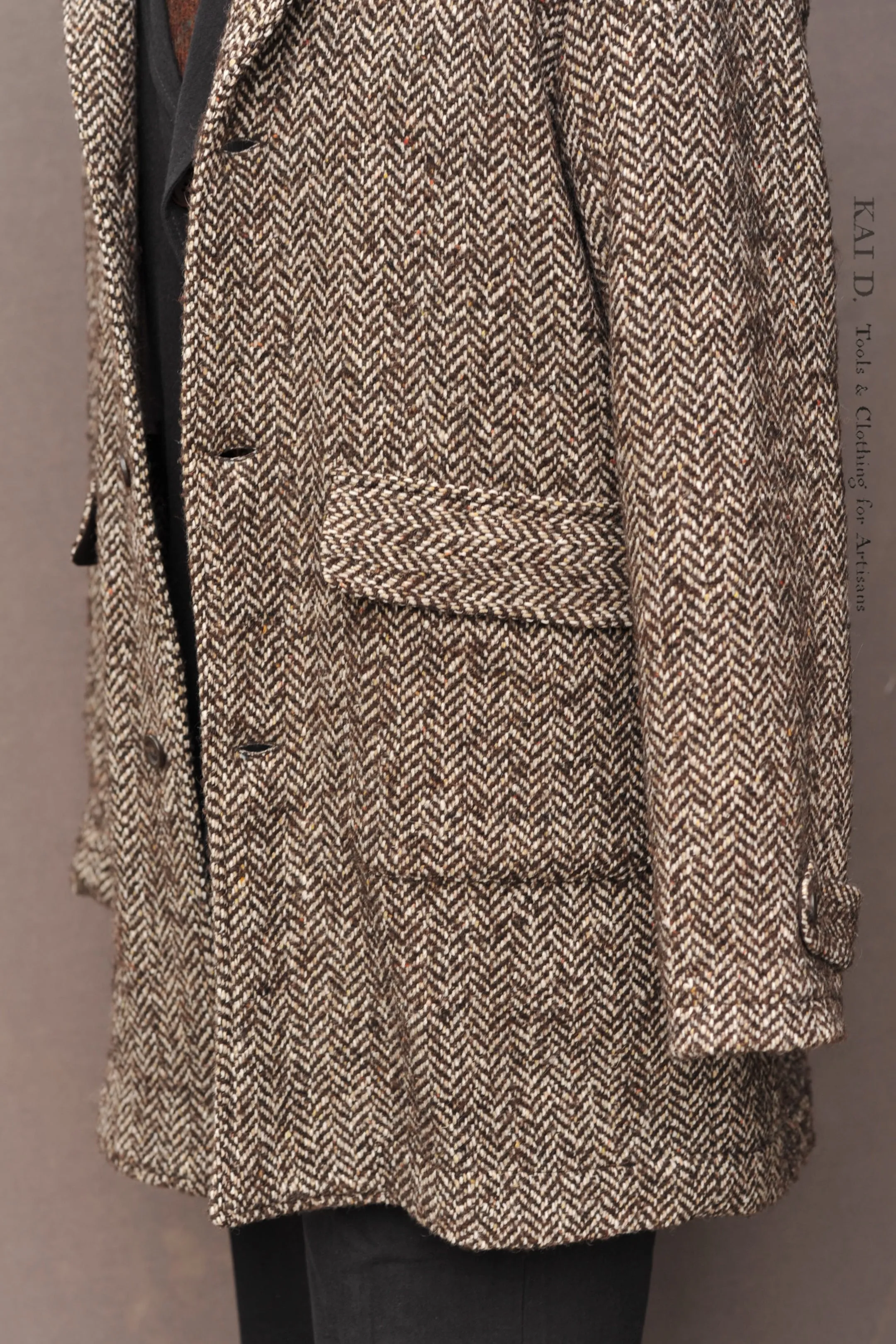 Brick Lane Raglan Coat - Chunky Herringbone - L, XL