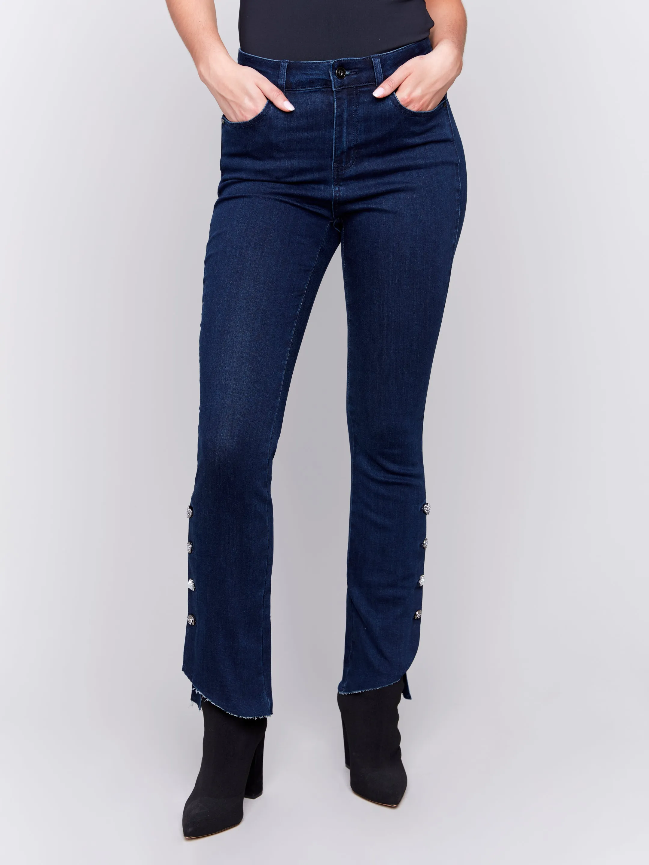 Charlie B Gem Button boot cut jeans