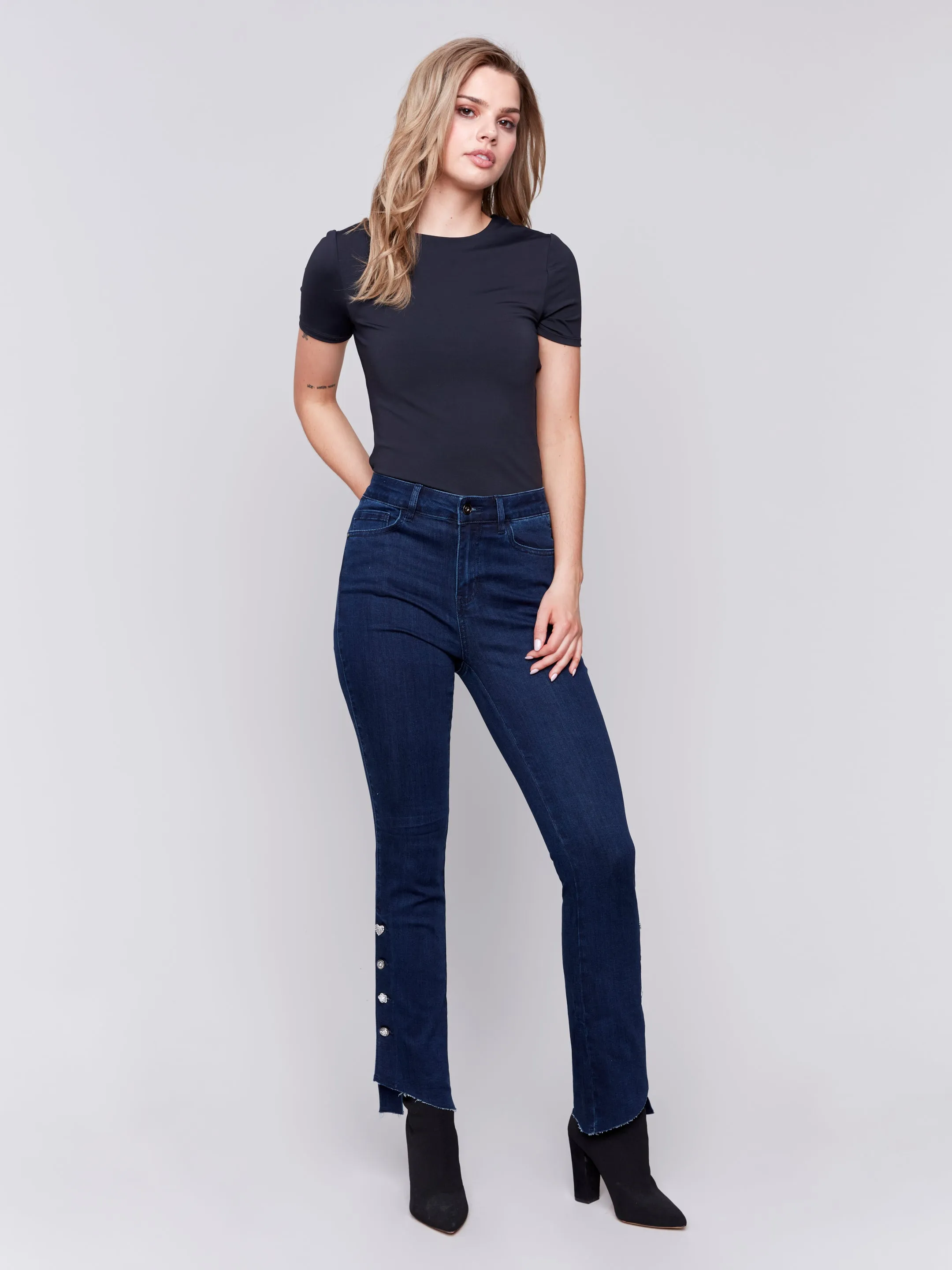 Charlie B Gem Button boot cut jeans