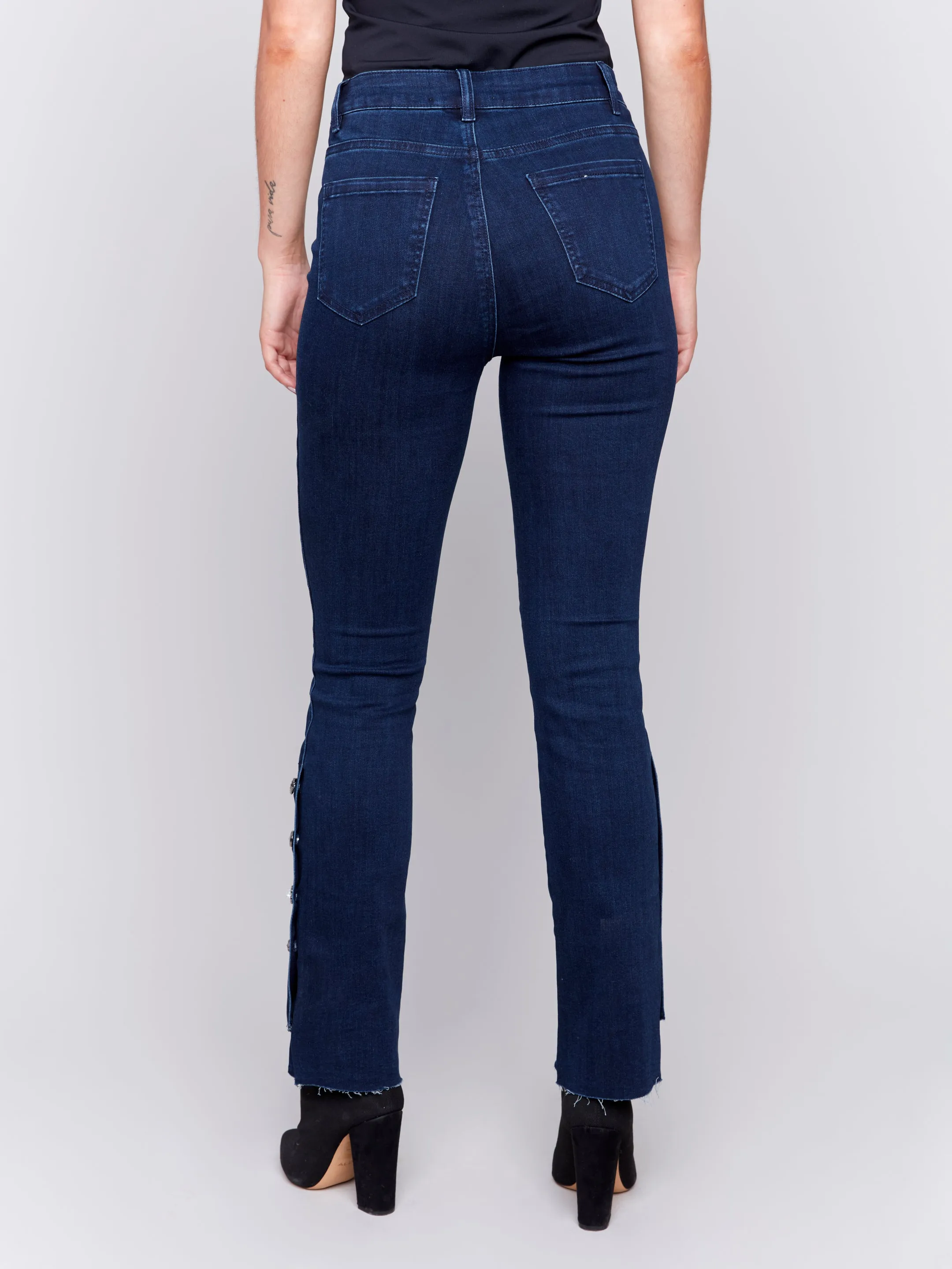 Charlie B Gem Button boot cut jeans