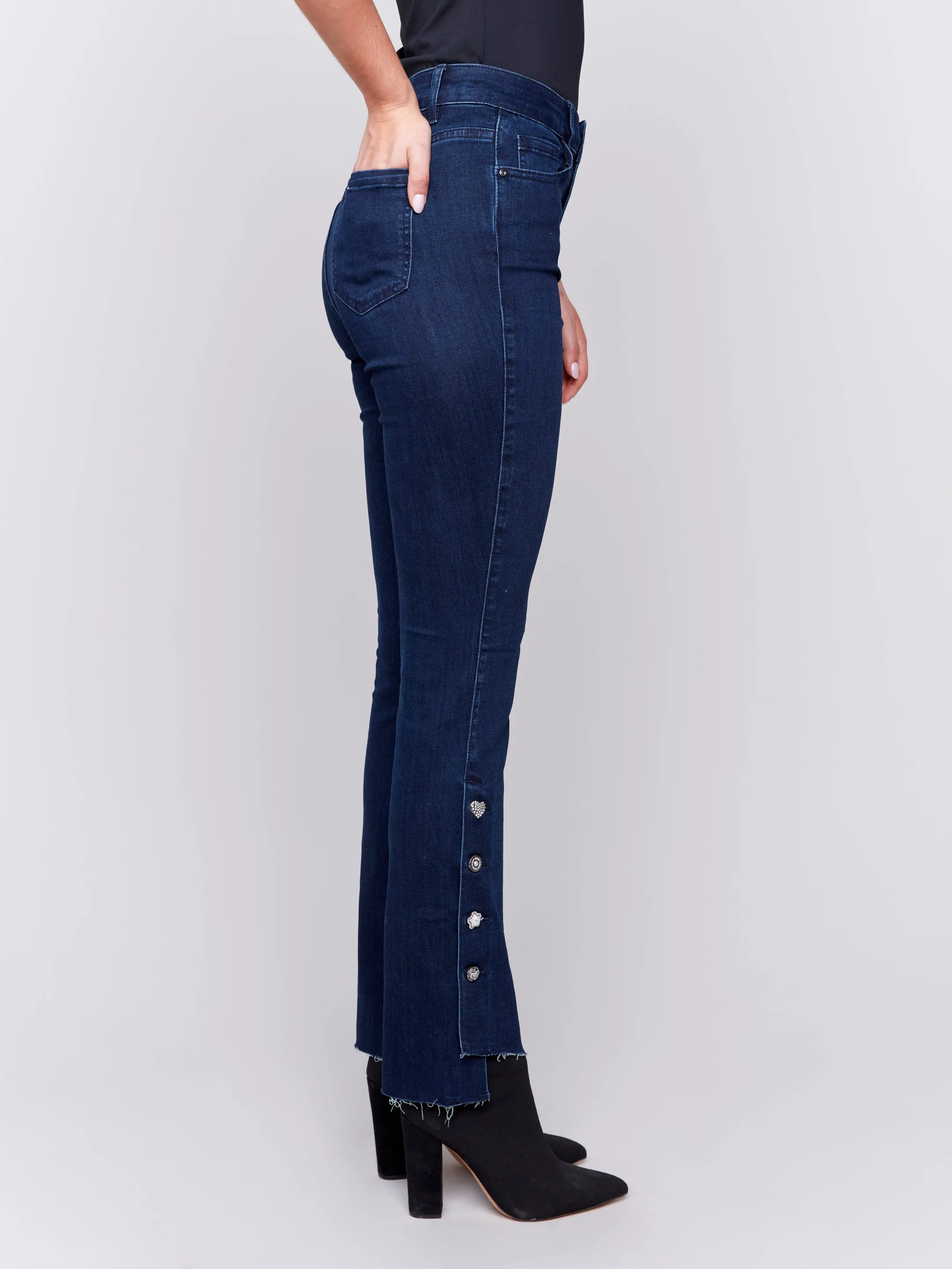 Charlie B Gem Button boot cut jeans