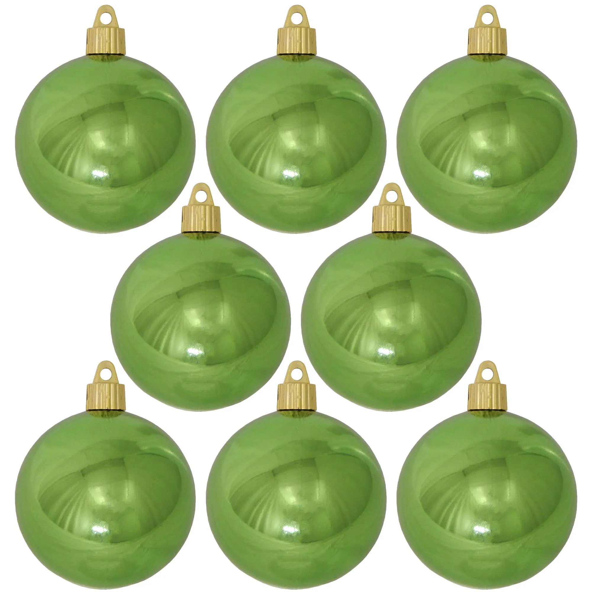Christmas By Krebs 3 1/4" (80mm) Shiny Limeade Green [8 Pieces] Solid Commercial Grade Indoor and Outdoor Shatterproof Plastic, UV and Water Resistant Ball Ornament Decorations