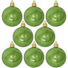 Christmas By Krebs 3 1/4" (80mm) Shiny Limeade Green [8 Pieces] Solid Commercial Grade Indoor and Outdoor Shatterproof Plastic, UV and Water Resistant Ball Ornament Decorations