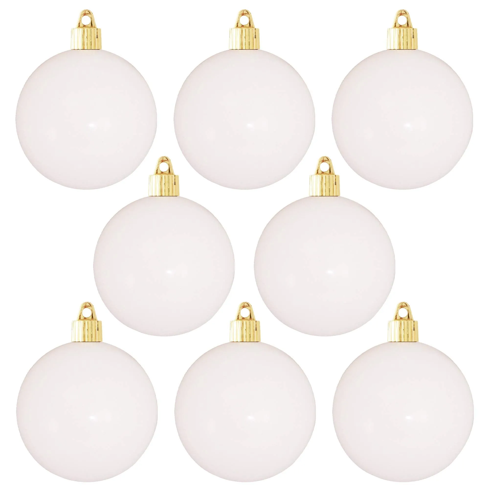 Christmas By Krebs 3 1/4" (80mm) Shiny Pure White [8 Pieces] Solid Commercial Grade Indoor and Outdoor Shatterproof Plastic, UV and Water Resistant Ball Ornament Decorations