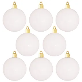 Christmas By Krebs 3 1/4" (80mm) Shiny Pure White [8 Pieces] Solid Commercial Grade Indoor and Outdoor Shatterproof Plastic, UV and Water Resistant Ball Ornament Decorations