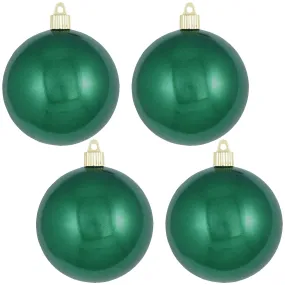 Christmas By Krebs 4" (100mm) Shiny Blarney Green [4 Pieces] Solid Commercial Grade Indoor and Outdoor Shatterproof Plastic, UV and Water Resistant Ball Ornament Decorations