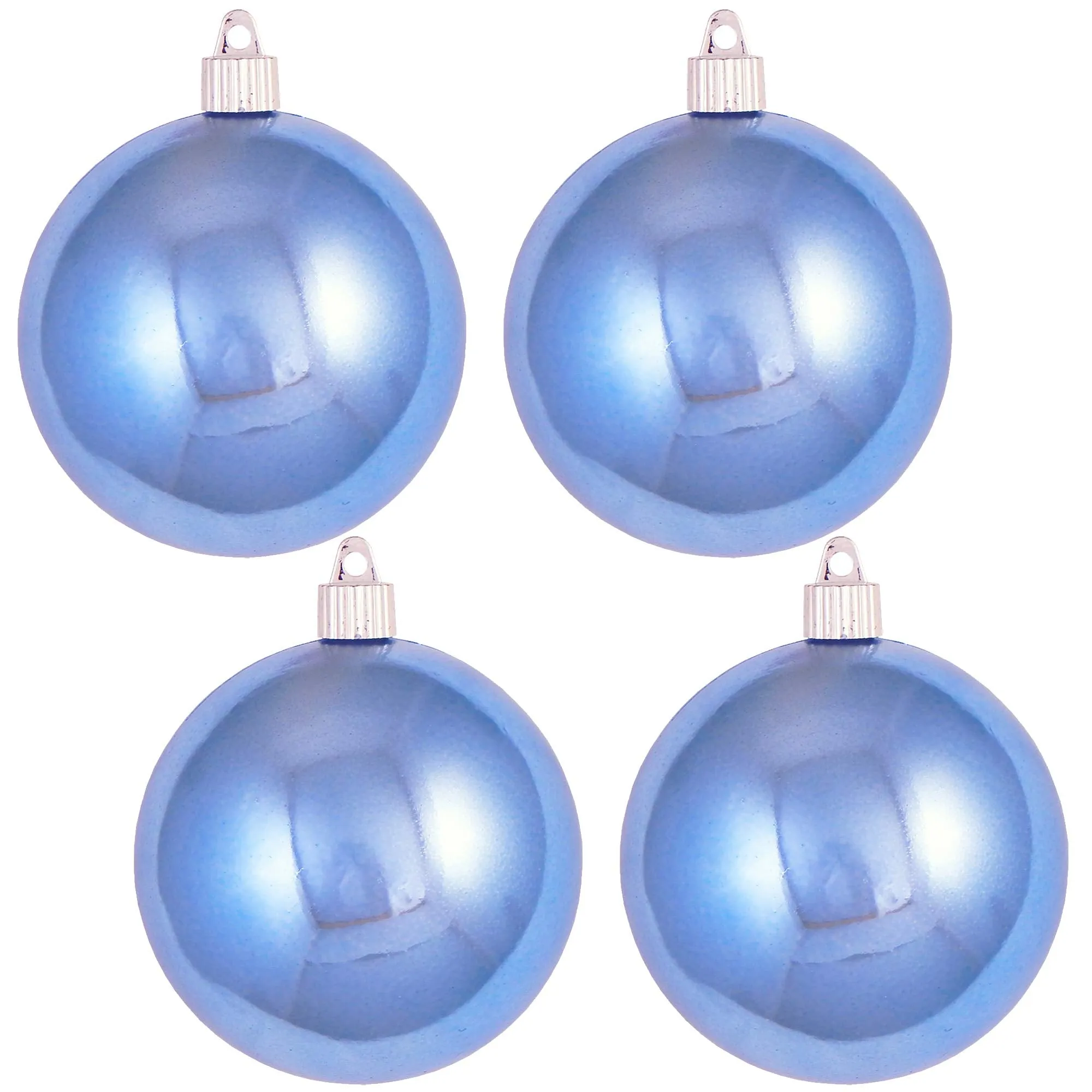 Christmas By Krebs 4" (100mm) Shiny Polar Blue [4 Pieces] Solid Commercial Grade Indoor and Outdoor Shatterproof Plastic, UV and Water Resistant Ball Ornament Decorations