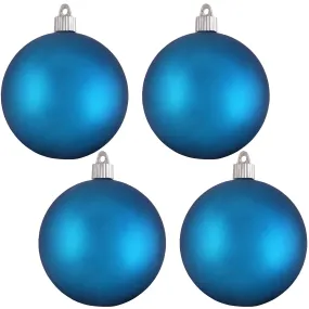 Christmas By Krebs 4" (100mm) Velvet Aloha Blue [4 Pieces] Solid Commercial Grade Indoor and Outdoor Shatterproof Plastic, UV and Water Resistant Ball Ornament Decorations