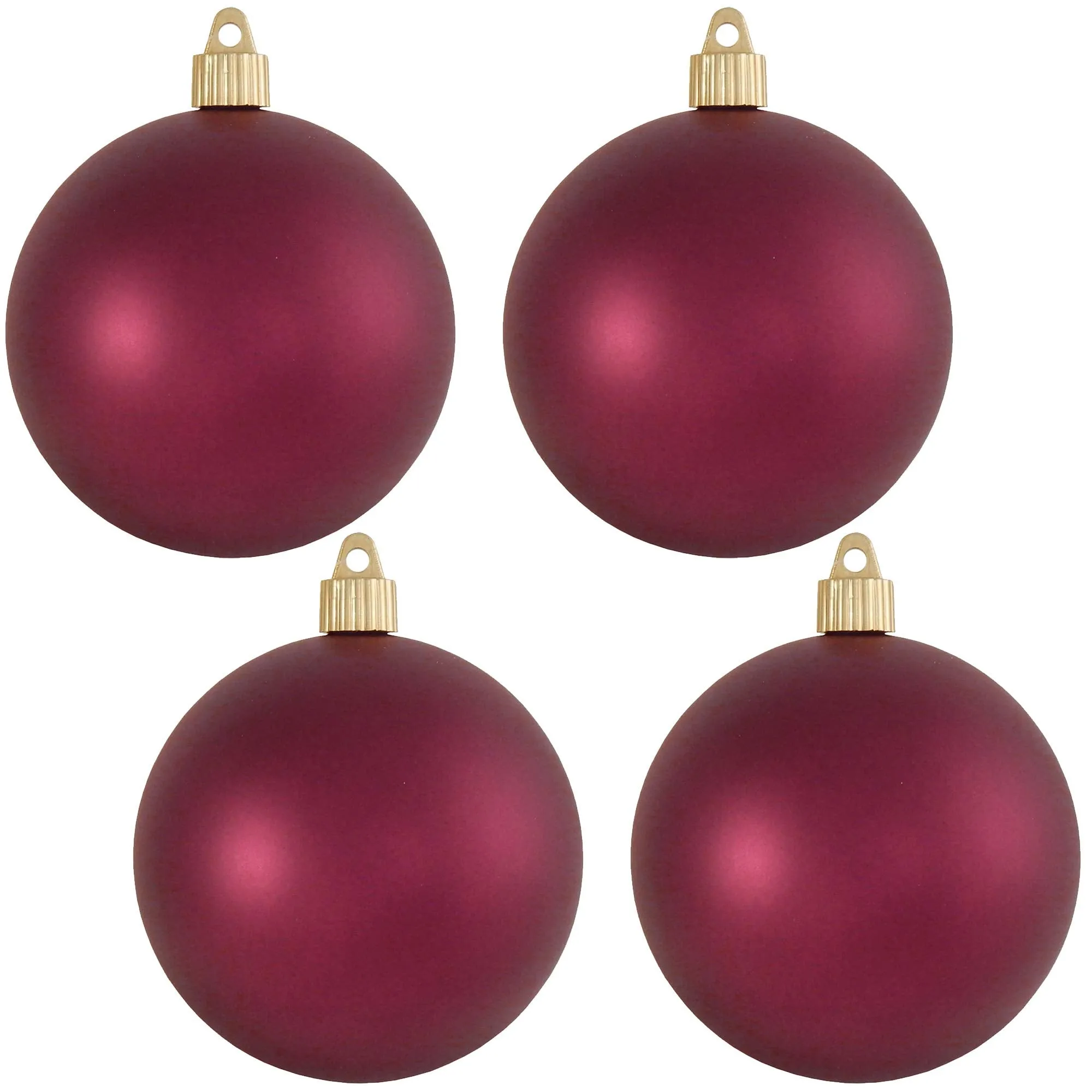 Christmas By Krebs 4" (100mm) Velvet Bayberry Red [4 Pieces] Solid Commercial Grade Indoor and Outdoor Shatterproof Plastic, UV and Water Resistant Ball Ornament Decorations