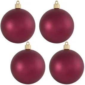 Christmas By Krebs 4" (100mm) Velvet Bayberry Red [4 Pieces] Solid Commercial Grade Indoor and Outdoor Shatterproof Plastic, UV and Water Resistant Ball Ornament Decorations