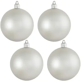 Christmas By Krebs 4" (100mm) Velvet Dove Gray [4 Pieces] Solid Commercial Grade Indoor and Outdoor Shatterproof Plastic, UV and Water Resistant Ball Ornament Decorations