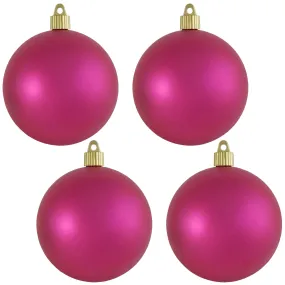 Christmas By Krebs 4" (100mm) Velvet Glamour Pink [4 Pieces] Solid Commercial Grade Indoor and Outdoor Shatterproof Plastic, UV and Water Resistant Ball Ornament Decorations