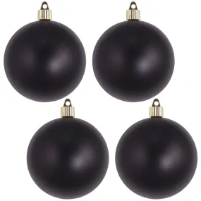 Christmas By Krebs 4" (100mm) Velvet Soot Black [4 Pieces] Solid Commercial Grade Indoor and Outdoor Shatterproof Plastic, UV and Water Resistant Ball Ornament Decorations