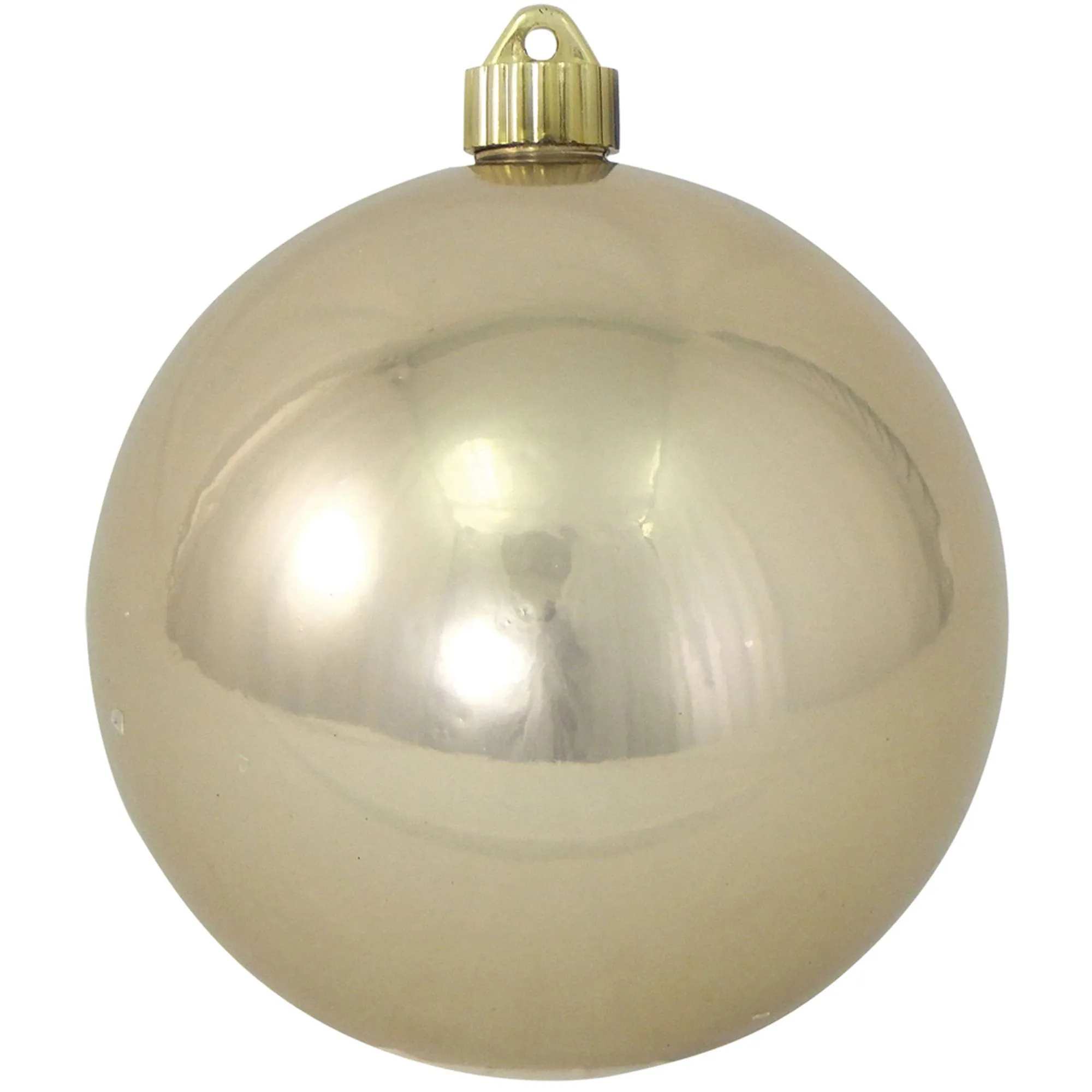 Christmas By Krebs 6" (150mm) Shiny Champagne Gold [2 Pieces] Solid Commercial Grade Indoor and Outdoor Shatterproof Plastic, UV and Water Resistant Ball Ornament Decorations