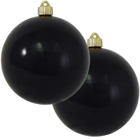 Christmas By Krebs 6" (150mm) Shiny Onyx Black [2 Pieces] Solid Commercial Grade Indoor and Outdoor Shatterproof Plastic, UV and Water Resistant Ball Ornament Decorations