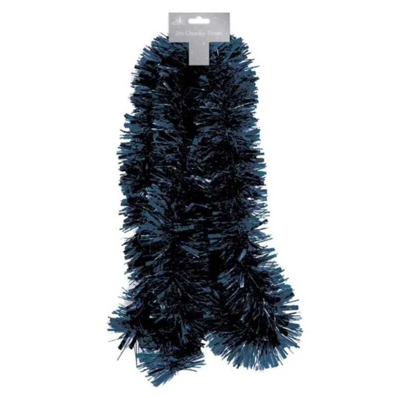 Christmas Chunky Tinsel Navy Blue 2m