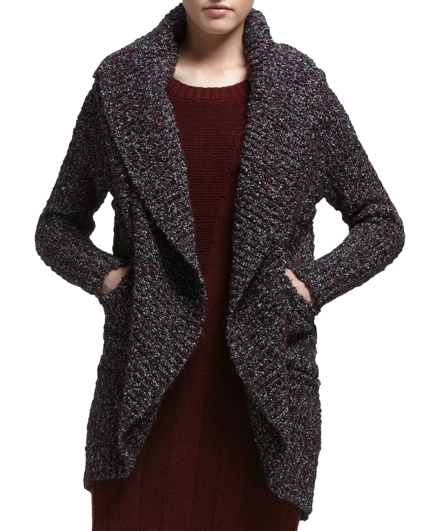 CHUNKY SHAWL COLLAR CARDIGAN