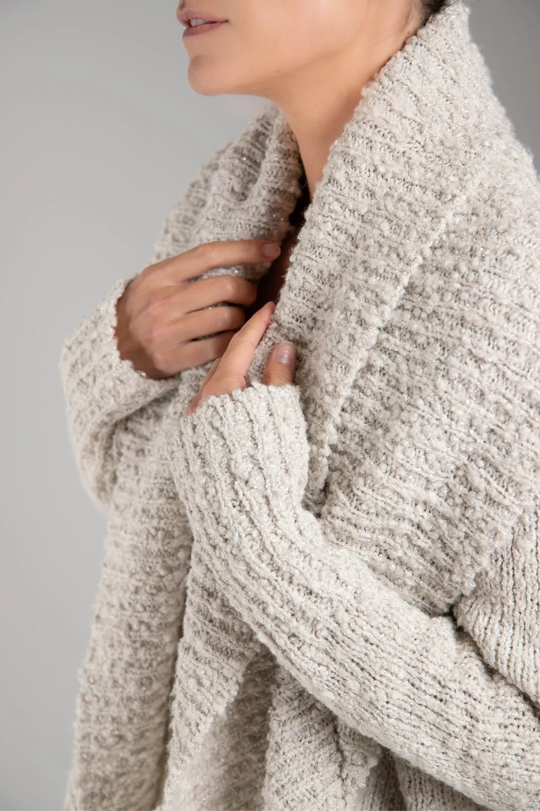 CHUNKY SHAWL COLLAR CARDIGAN