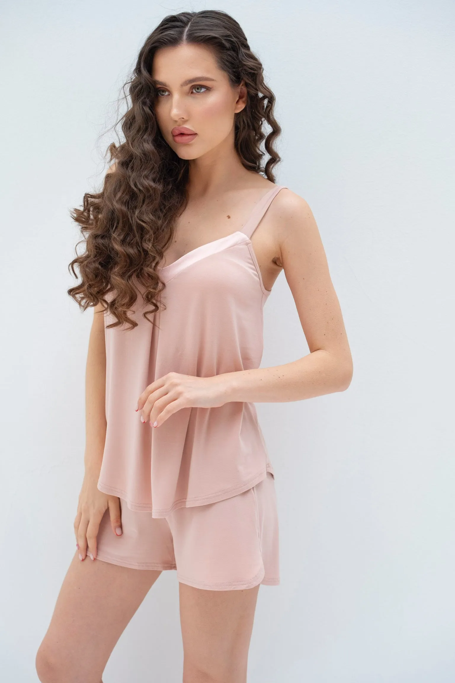 Dahlia short Pajama set in Dusty Pink