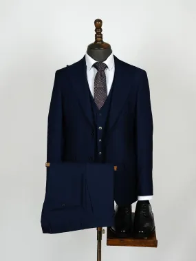 Dark Blue Pure Linen Men Summer Suit